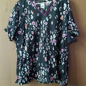 Leopard print scrub top